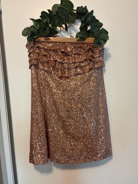 Free People Rose Gold Sequin Ruffle Dress